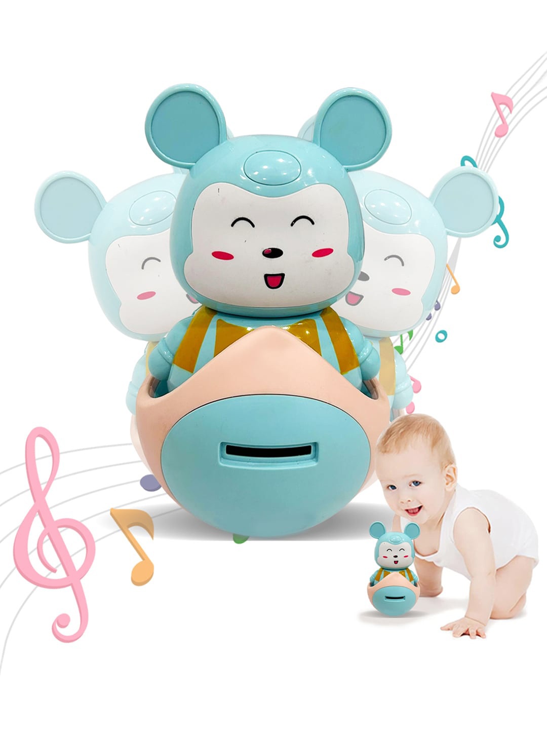 

WEMBLEY Kids Blue Roly Poly Money Bank With Light & Music