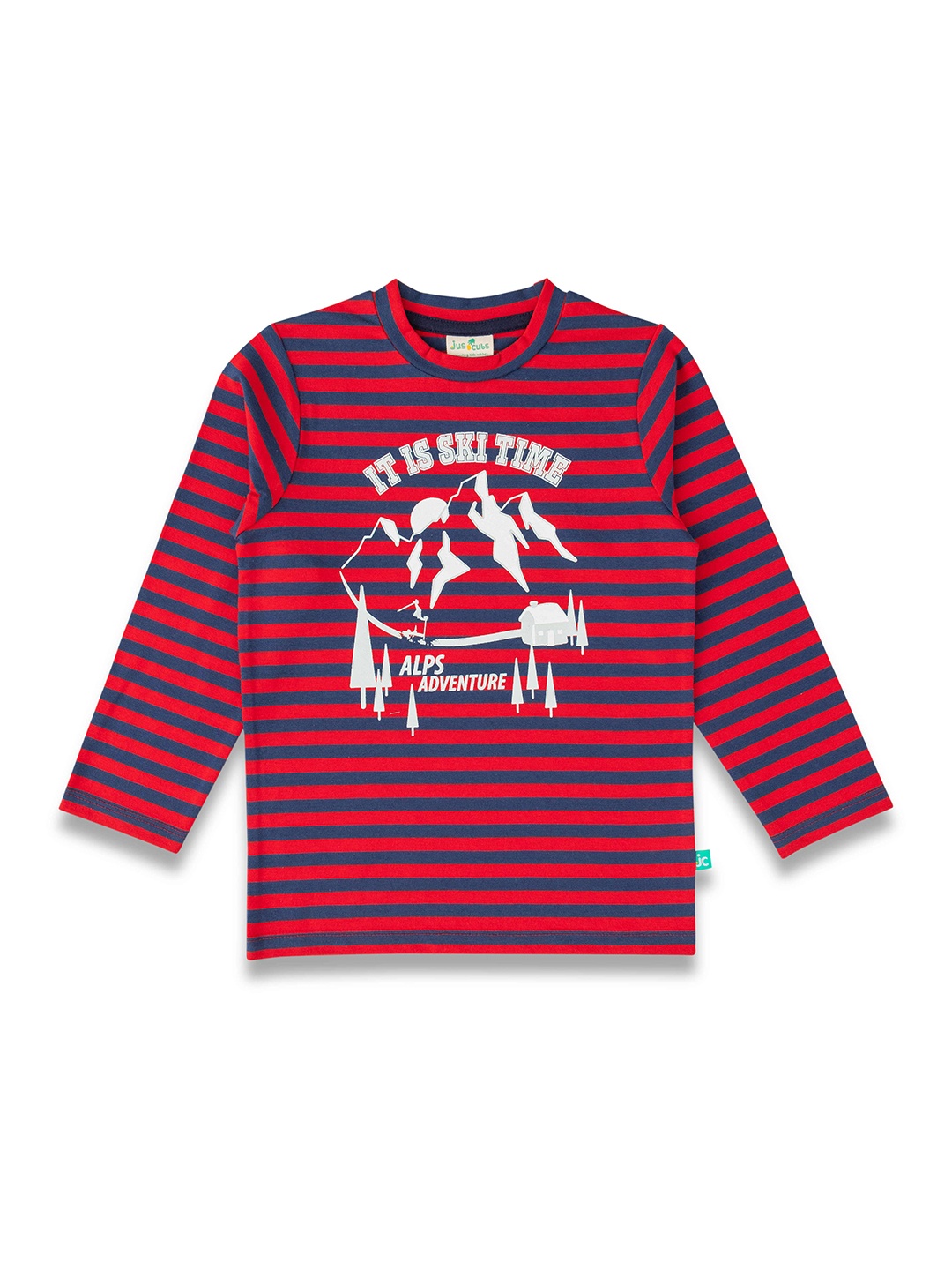 

JusCubs Boys Striped Round Neck Cotton Casual T-shirt, Red