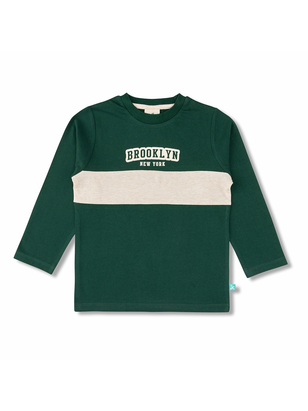 

JusCubs Boys Color Blocked Round Neck Long Sleeves Cotton T-shirt, Green