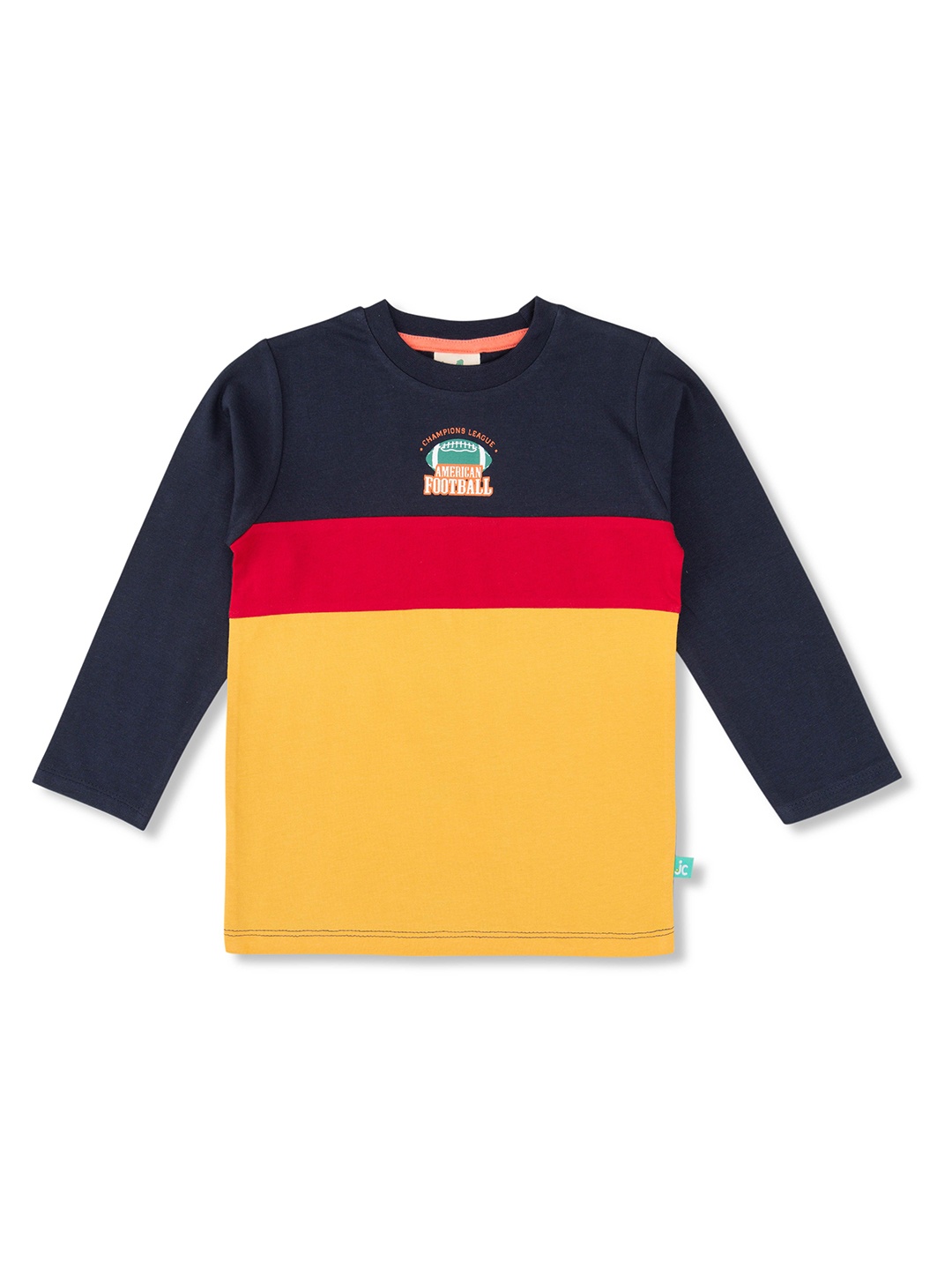 

JusCubs Boys Colourblocked Round Neck Cotton Casual T-shirt, Navy blue