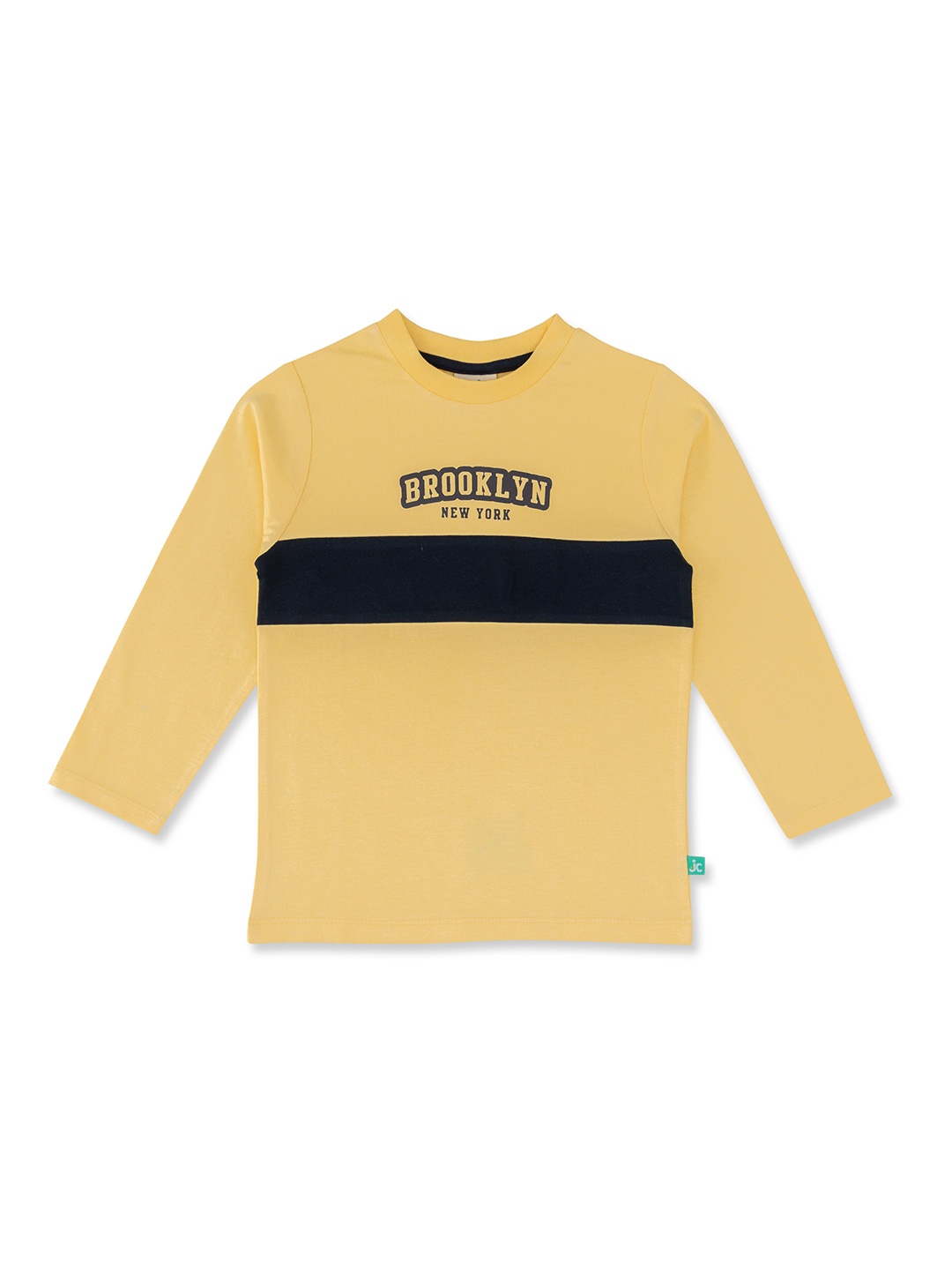 JusCubs Boys Typography Printed Round Neck Cotton T-shirt, Yellow
