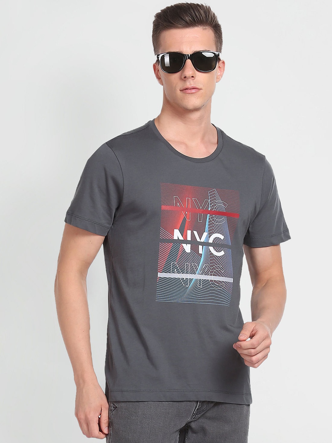 

Arrow New York Typography Round Neck Printed T-shirt, Grey