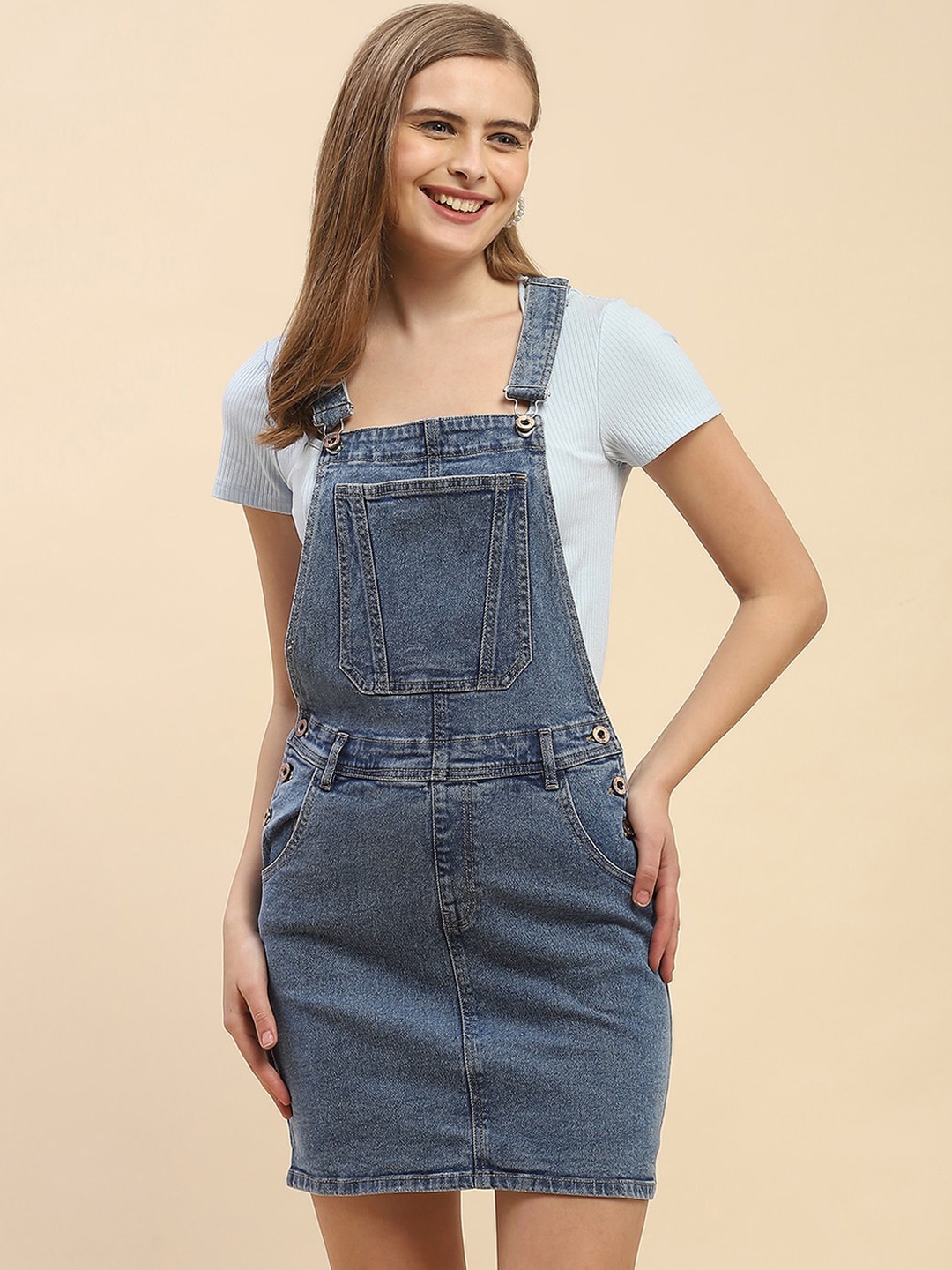 

CAMLA Cotton Dungaree With T-Shirt, Blue