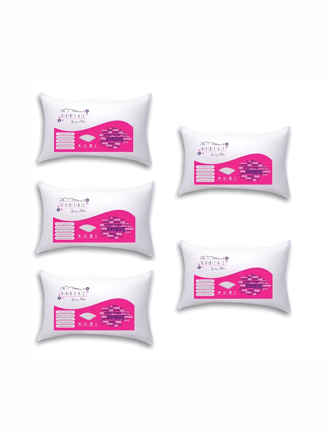 

Homerz White 5 Pieces Lightweight Sleep Pillows