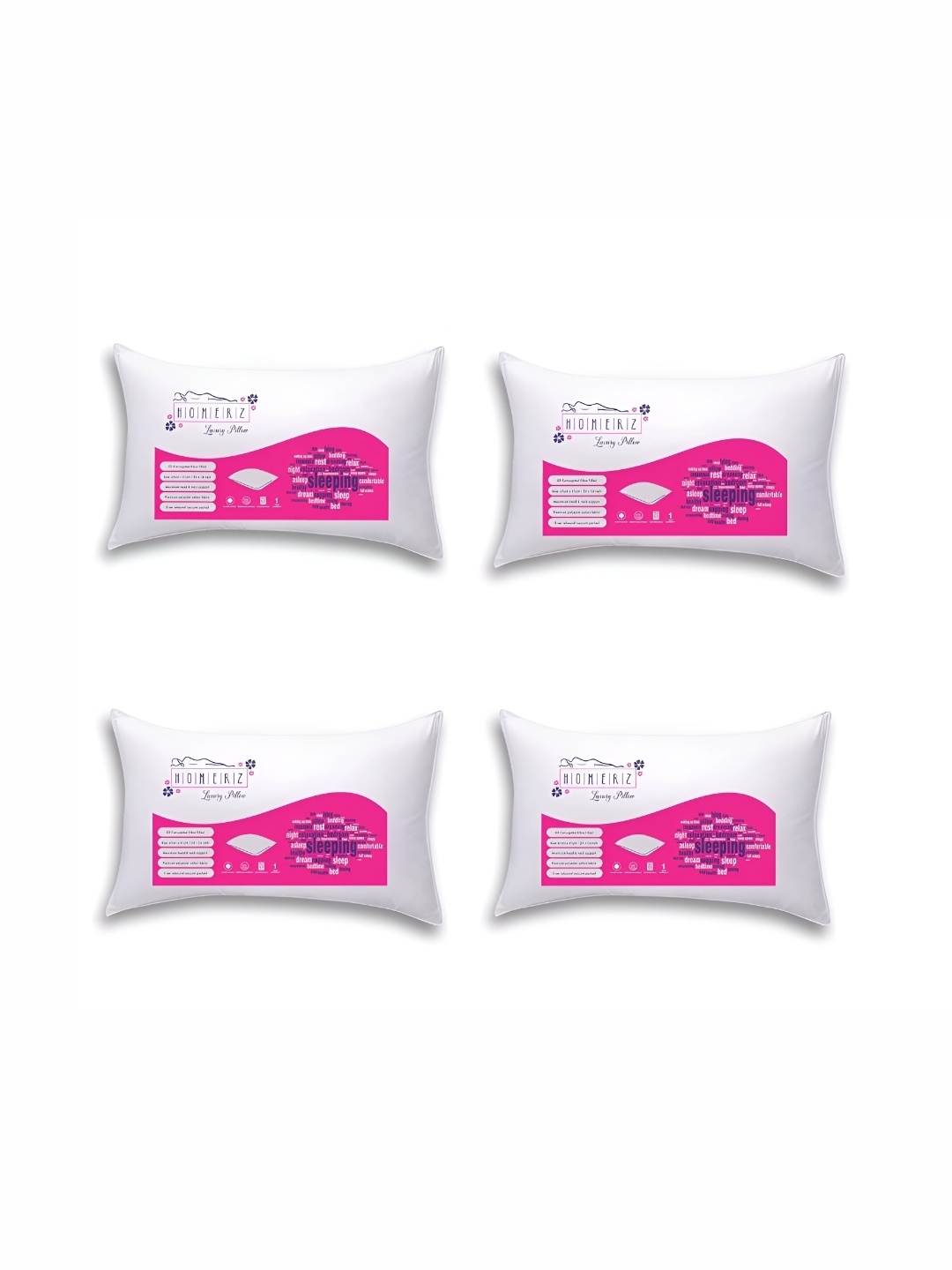 

Homerz White 4 Pieces Lightweight Sleep Pillows