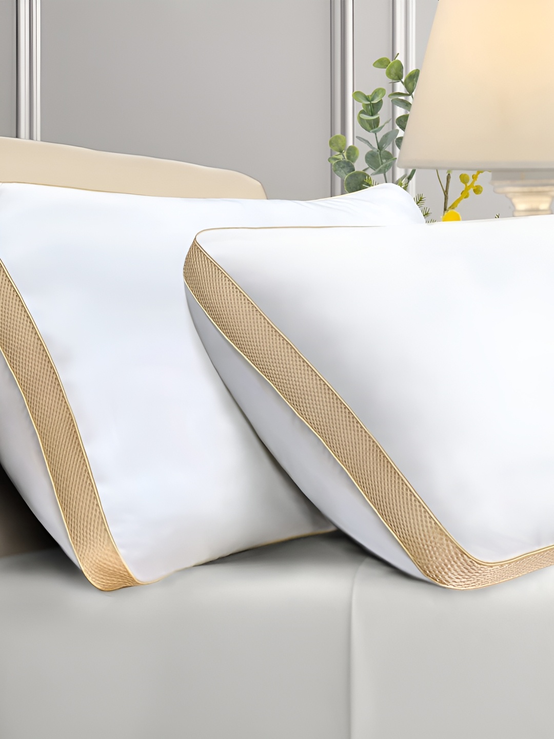 

Homerz White & Beige 2 Pcs Lightweight Sleep Pillows