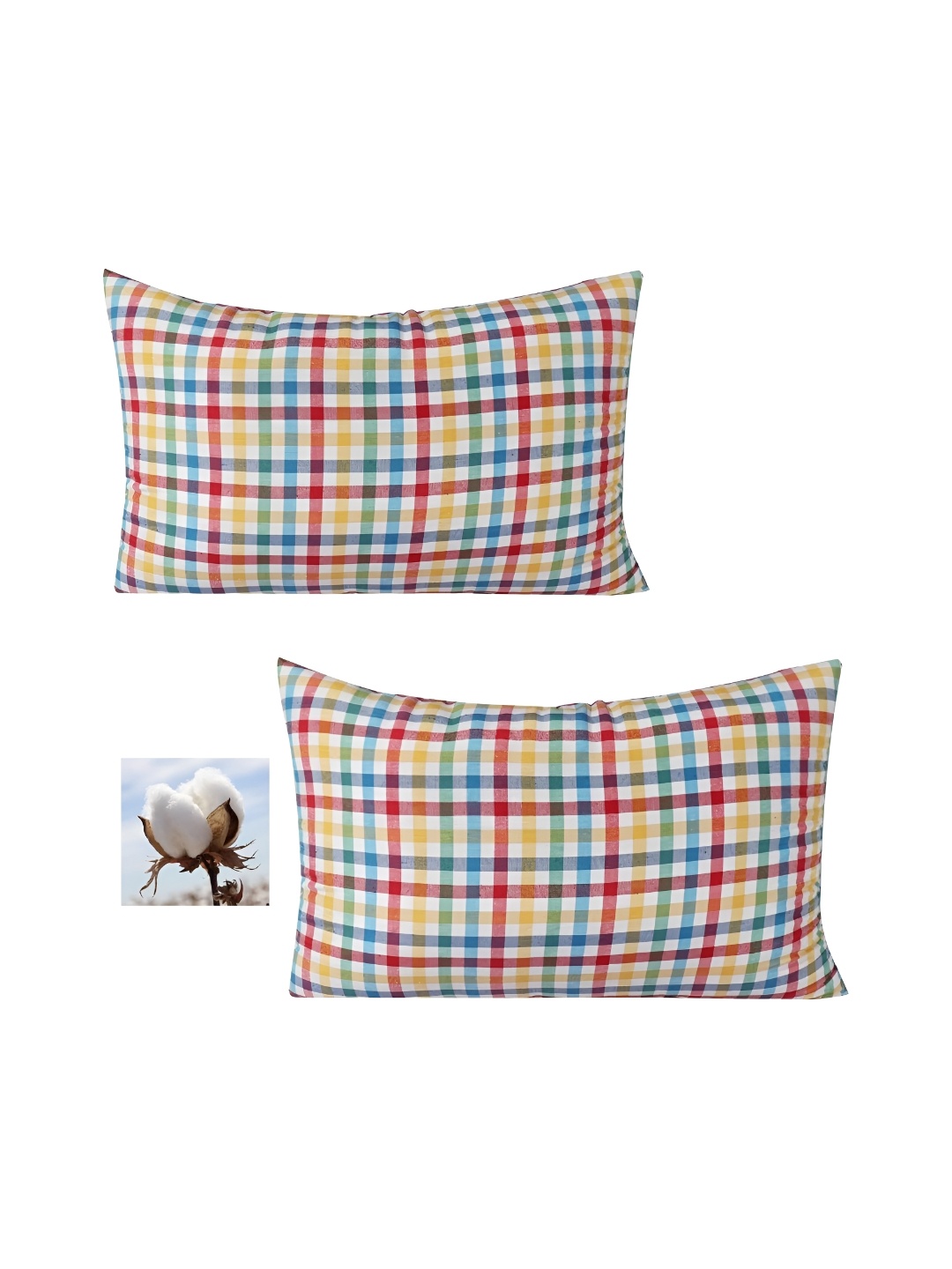 

Homerz Yellow & Red Checked 2 Pcs Lightweight Sleep Pillows