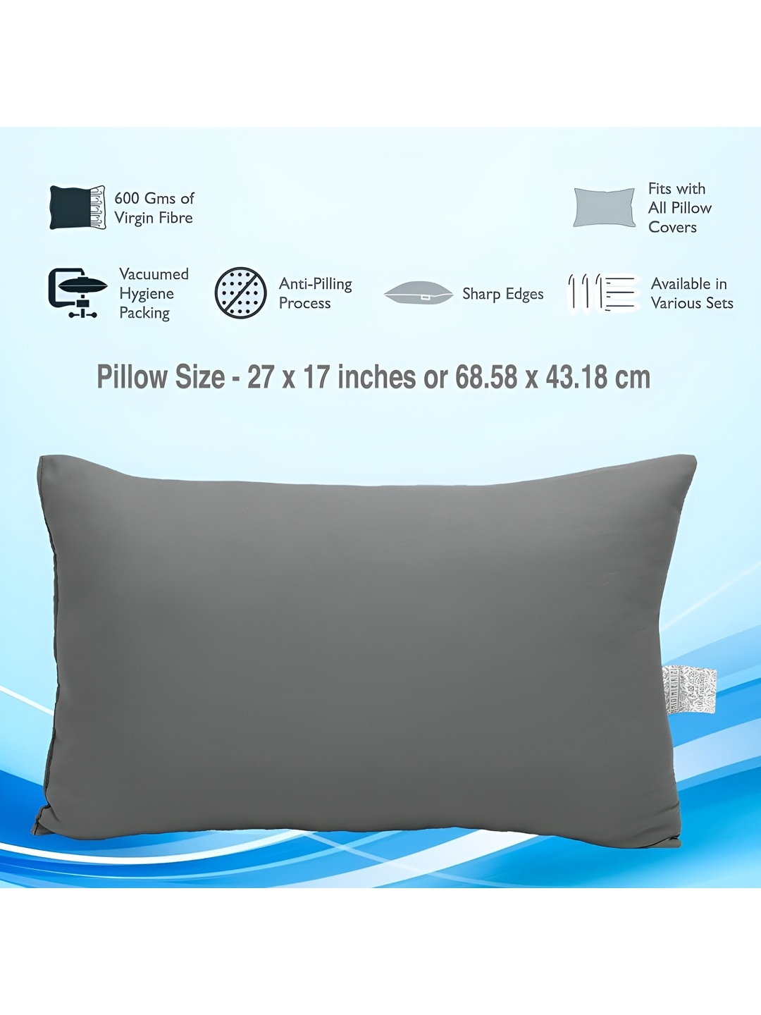 

Homerz Grey 2 Pcs Lightweight Sleep Pillows