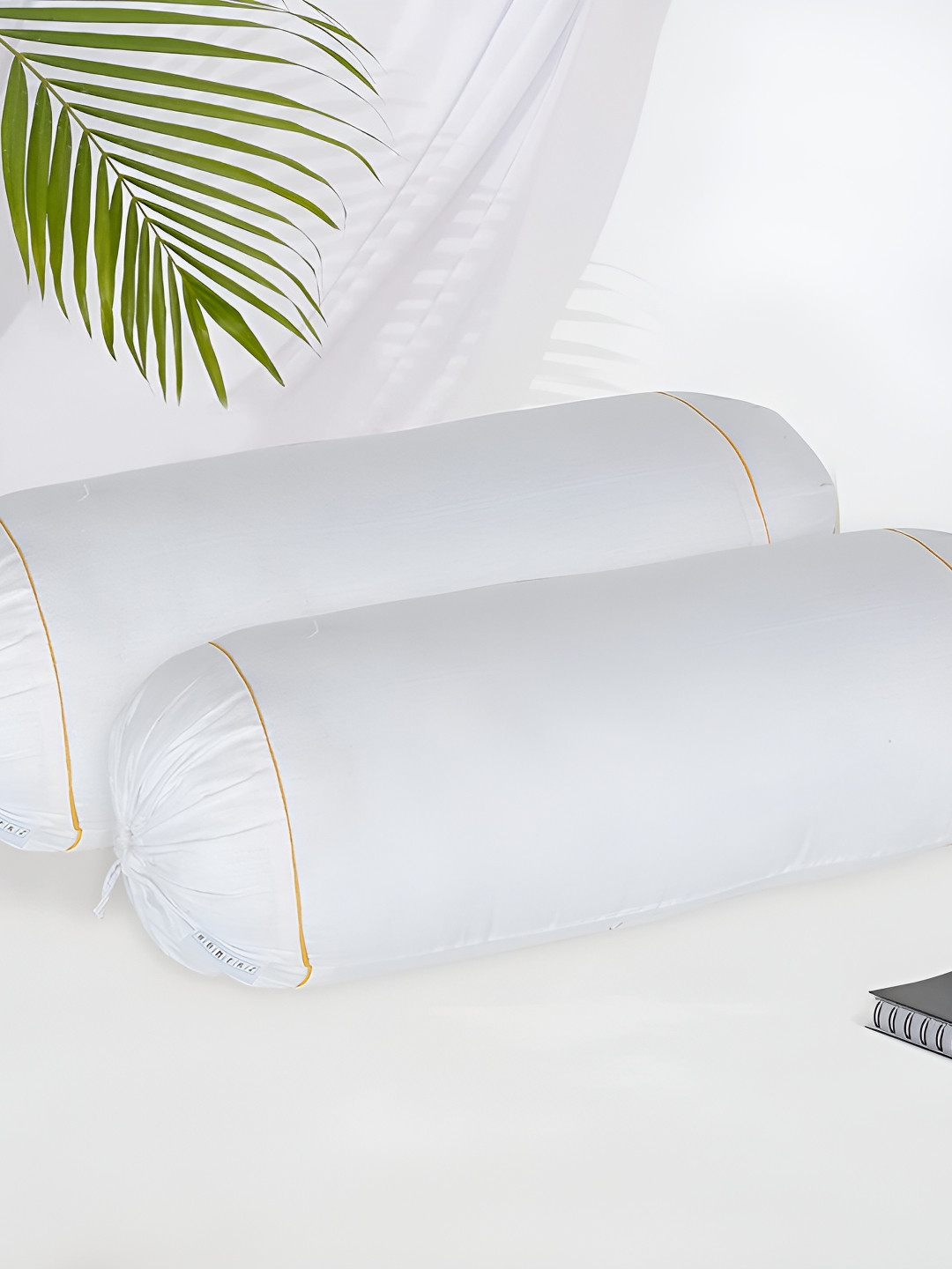 

Homerz Set Of 2 White Striped Bolsters Pillow