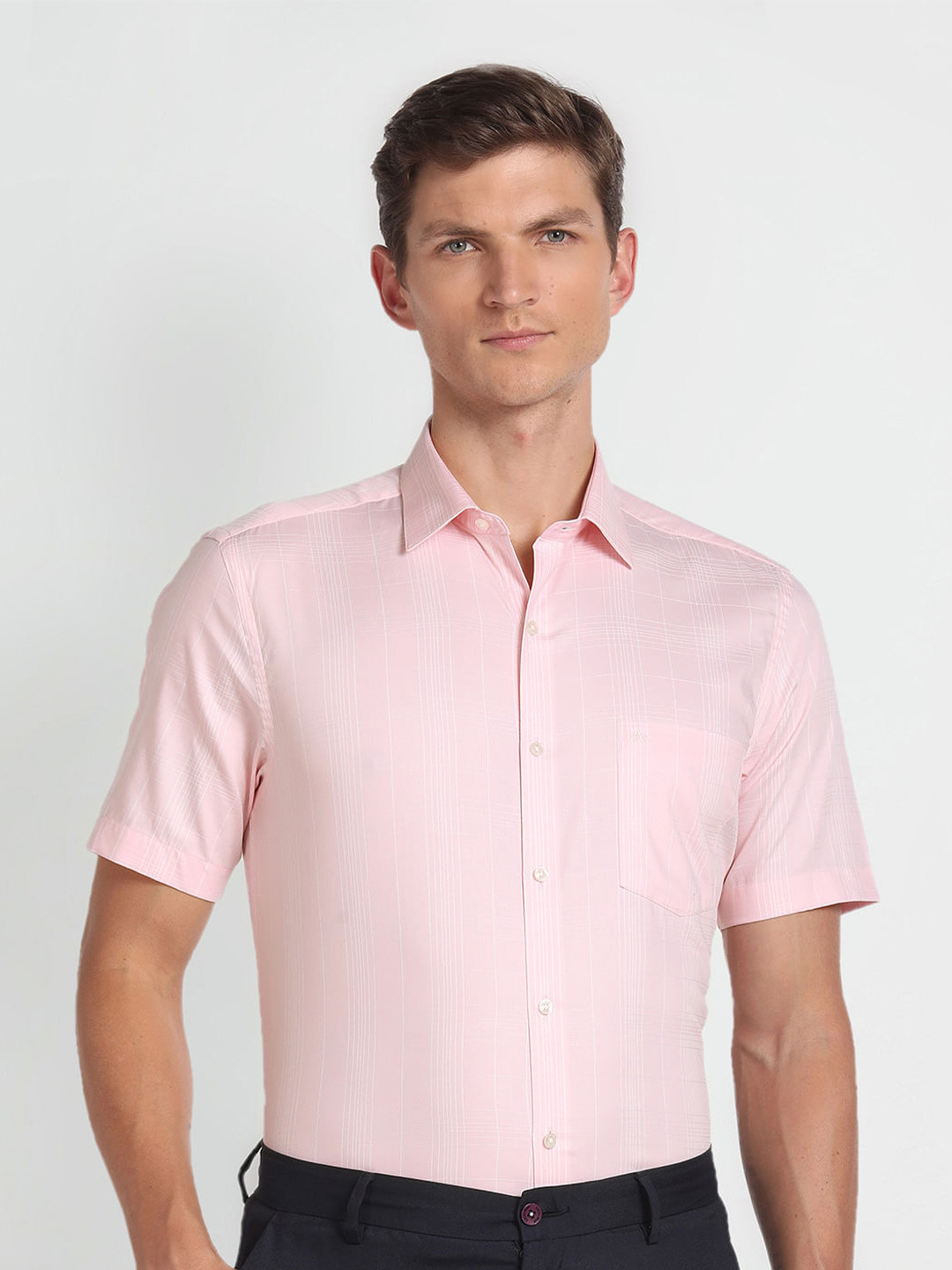 

Arrow Long Sleeves Spread Collar Cotton Opaque Formal Shirt, Pink