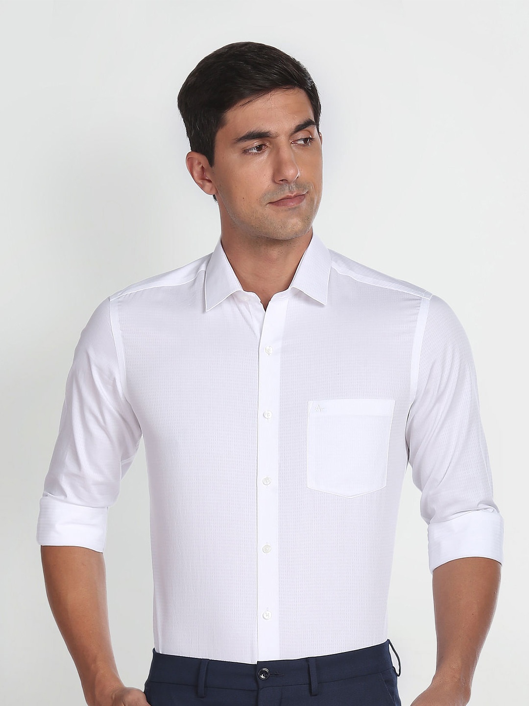 

Arrow Slim Fit Long Sleeves Spread Collar Cotton Opaque Formal Shirt, White