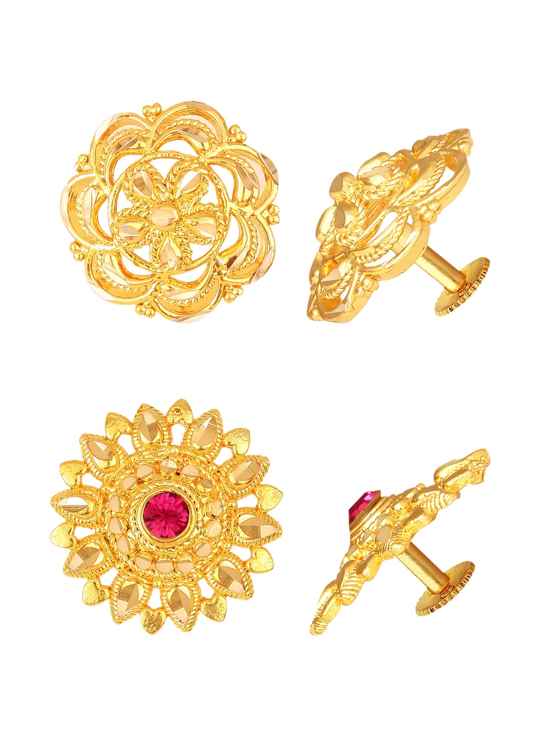 

Vighnaharta Set of 2 Gold-Plated Cubic Zirconia Studded Studs Earrings