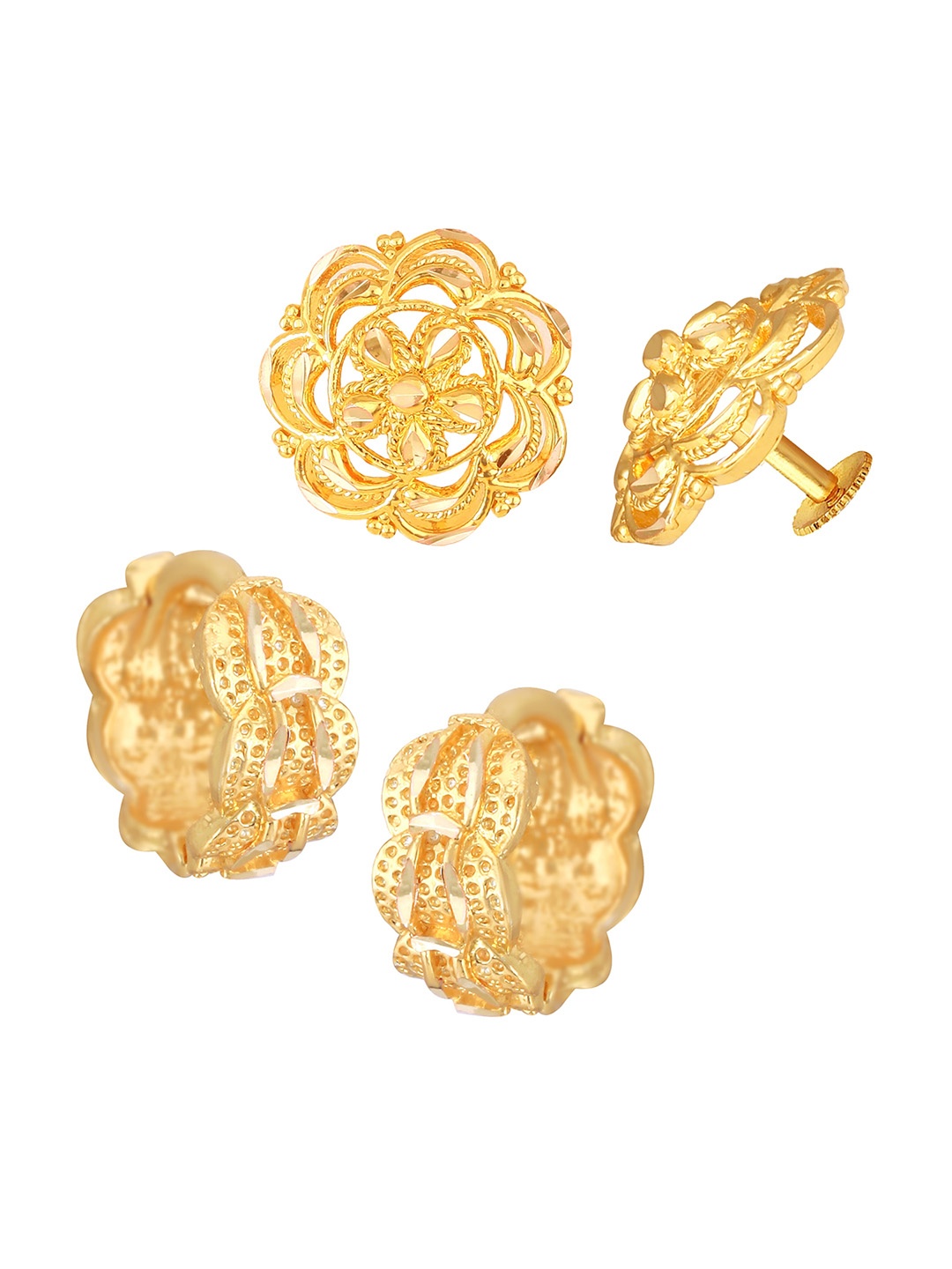 

Vighnaharta Set of 2 Gold-Plated Studs & Hoop Earrings