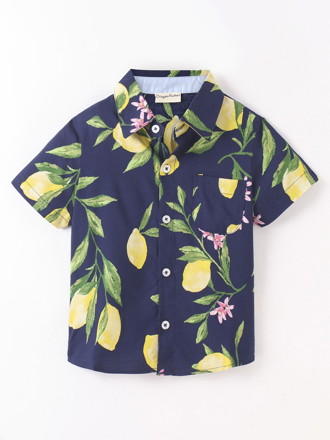 

CrayonFlakes Boys Floral Printed Casual Shirt, Navy blue