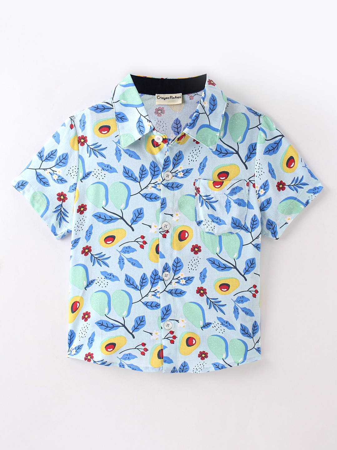

CrayonFlakes Boys Floral Printed Casual Shirt, Blue
