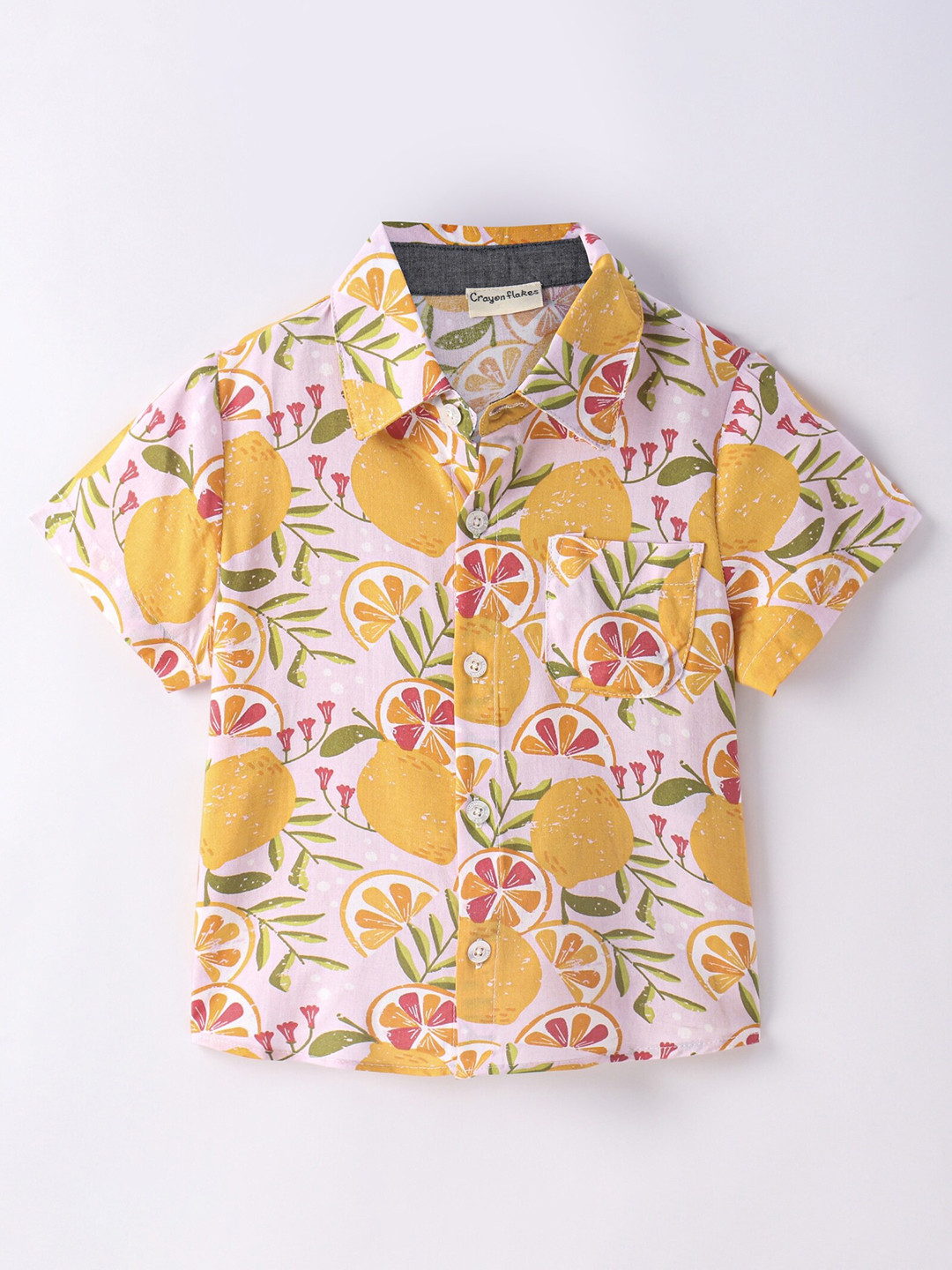 

CrayonFlakes Boys Floral Printed Casual Shirt, Pink
