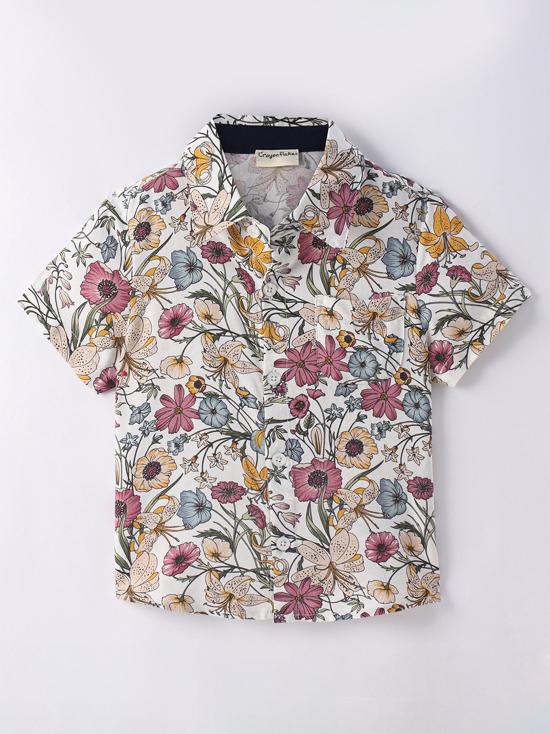 

CrayonFlakes Boys Floral Printed Casual Shirt, Off white