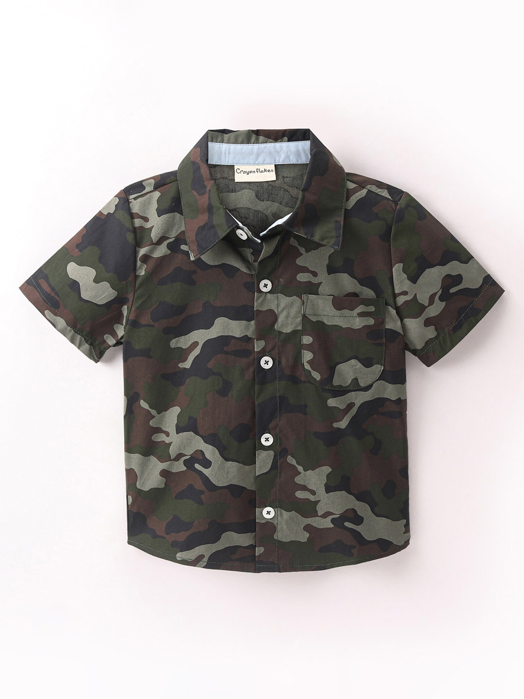 

CrayonFlakes Boys Camouflage Printed Casual Shirt, Green