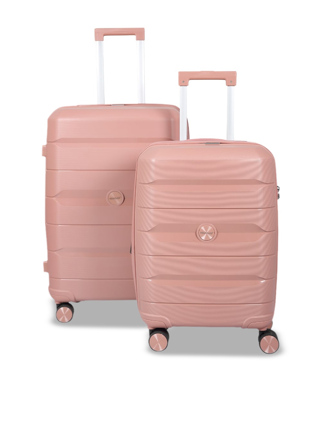 

Polo Class Set Of 2 Textured Large Hard-Sided Trolley Suitcase, Pink