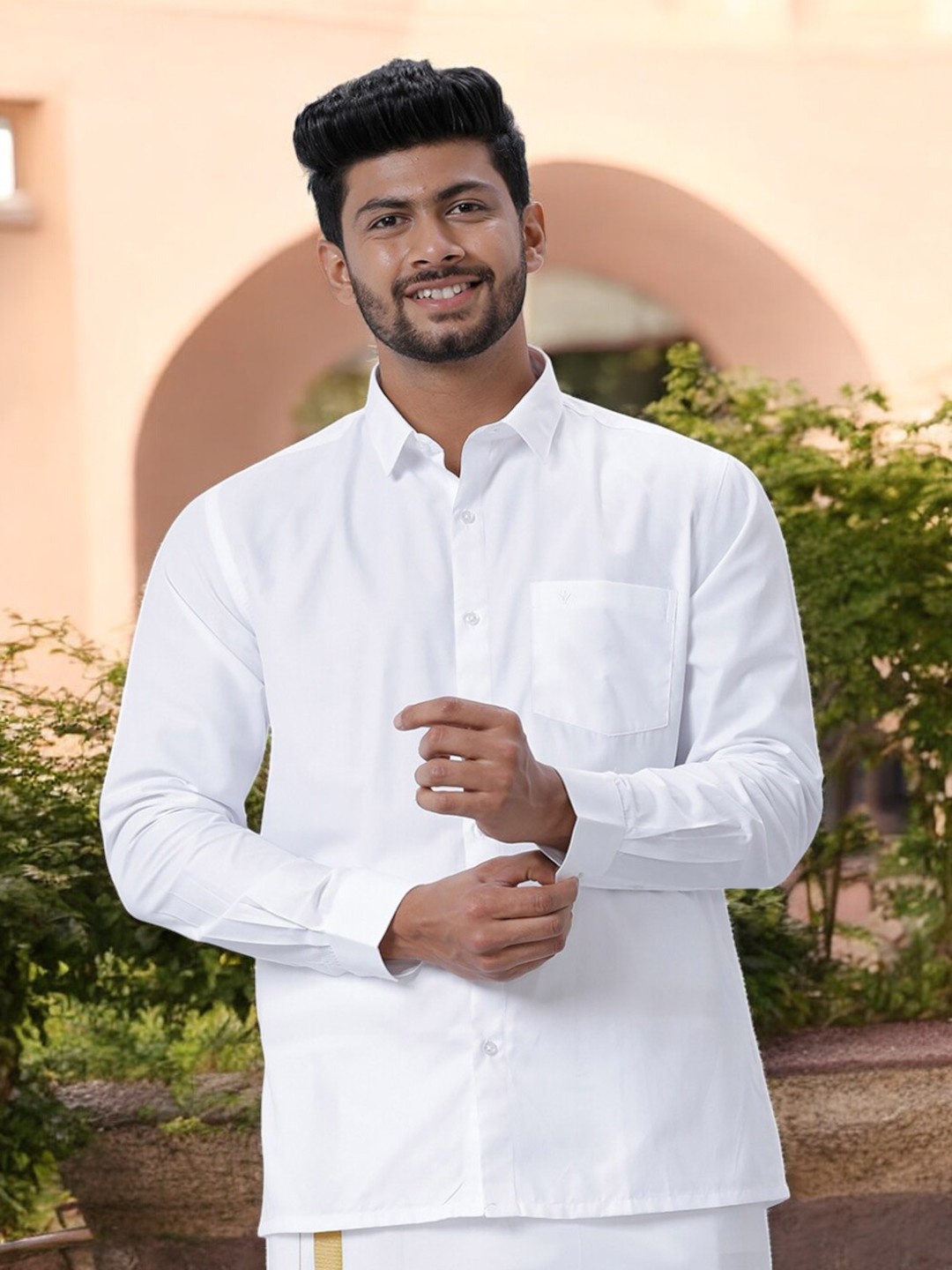 Ramraj Standard Opaque Pure Cotton Casual Shirt, White