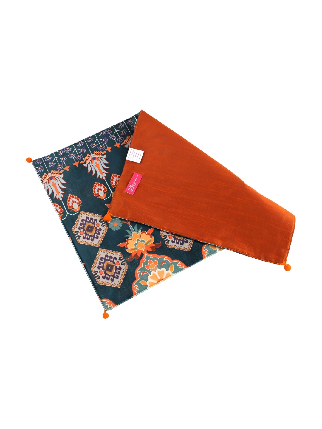 

India Circus by Krsnaa Mehta Blue & Orange 6 Pieces Printed Velvet Table Placemats