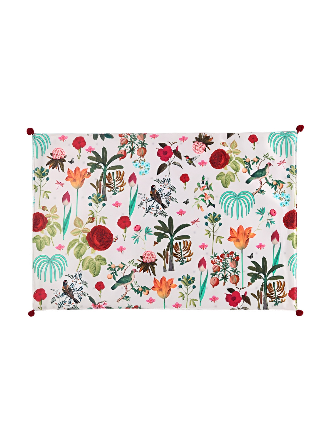 

India Circus by Krsnaa Mehta White 6 Pieces Petal & Plume Micro Printed Velvet Table Mats