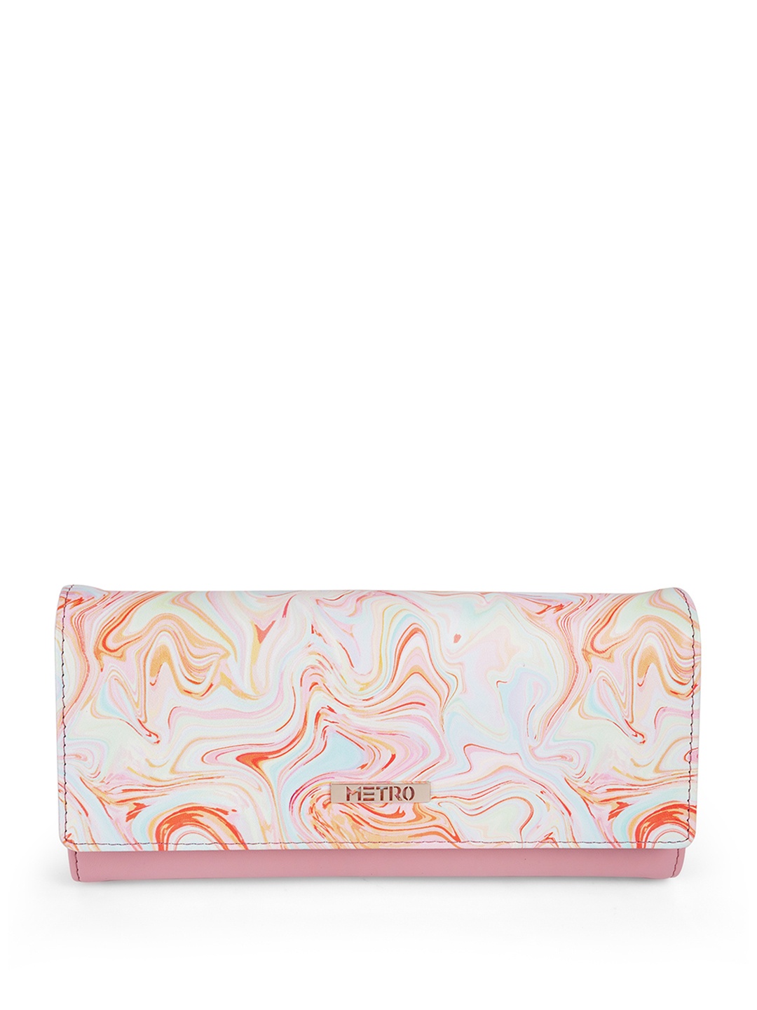 

Metro Women Abstract Printed Two Fold Wallet, Orange