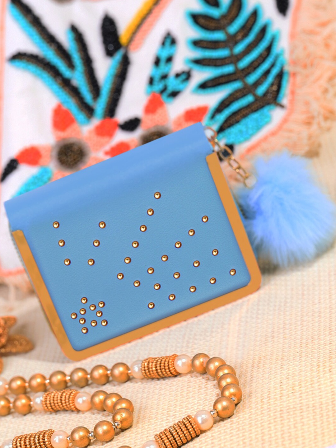 

DressBerry Women Embellished Zip Around Wallet, Turquoise blue