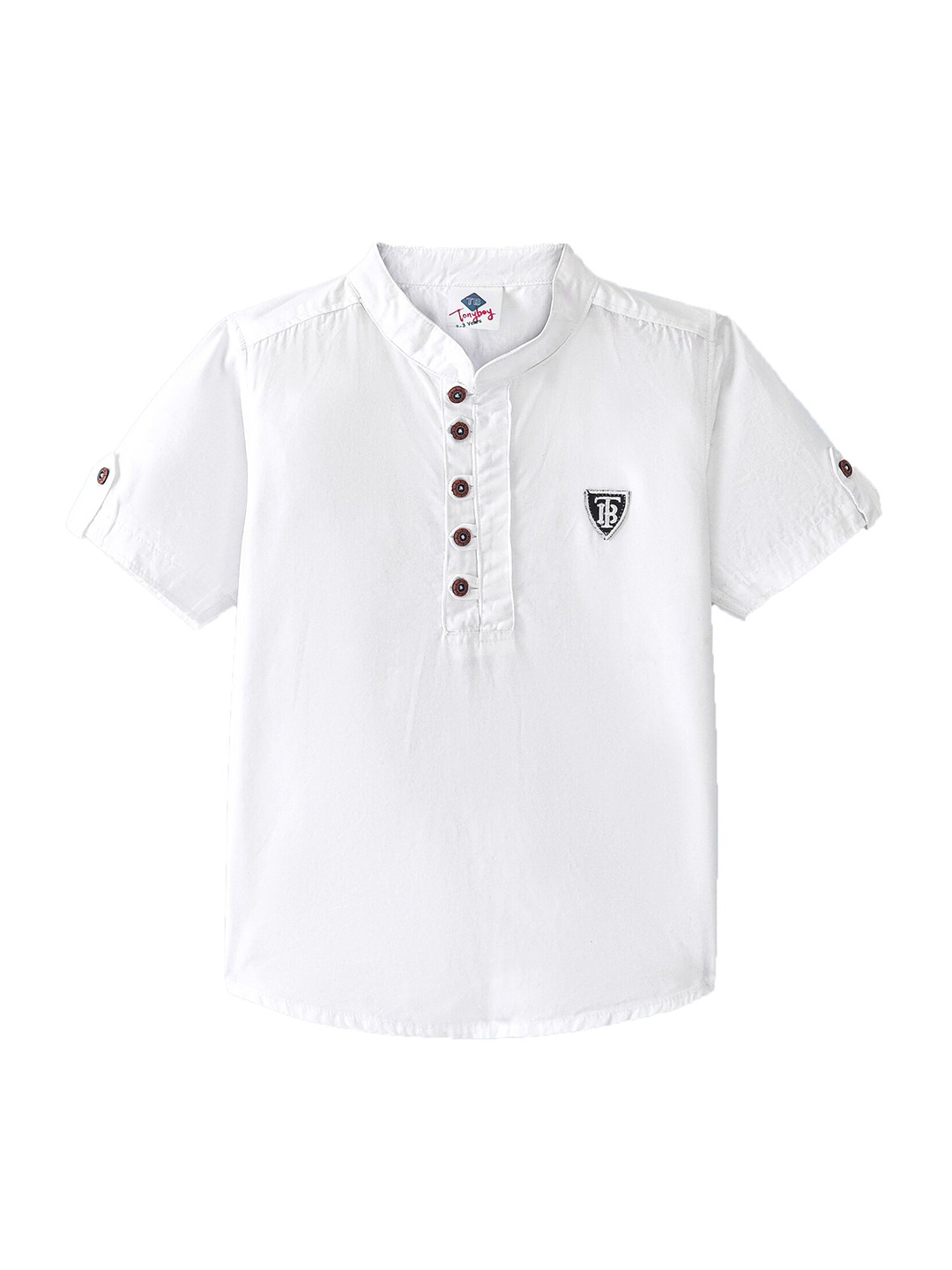 

TONYBOY Boys Premium Fit Mandarin Collar Short Sleeves Cotton Casual Shirt, White