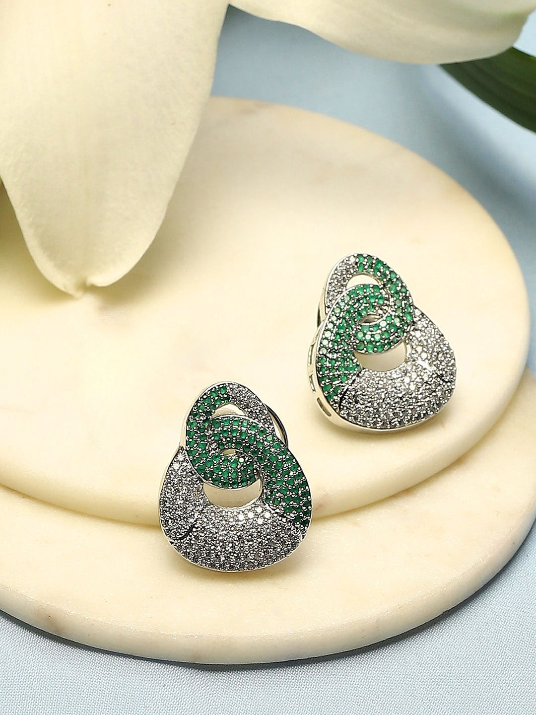 

Biba Silver-Plated Contemporary Studs Earrings, Green