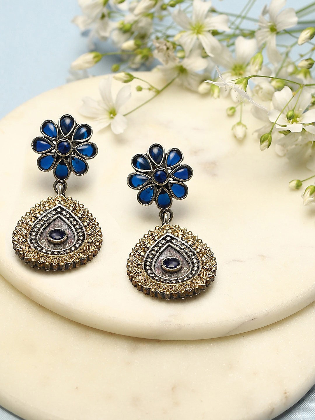 

Biba Silver-Plated Contemporary Drop Earrings, Navy blue