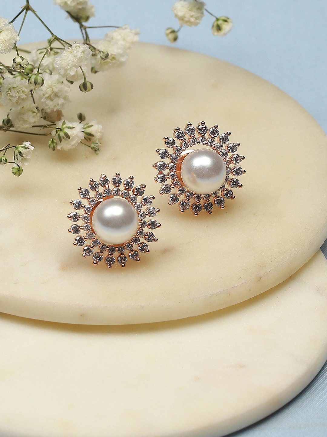 

Biba Rose Gold-Plated Contemporary Studs Earrings