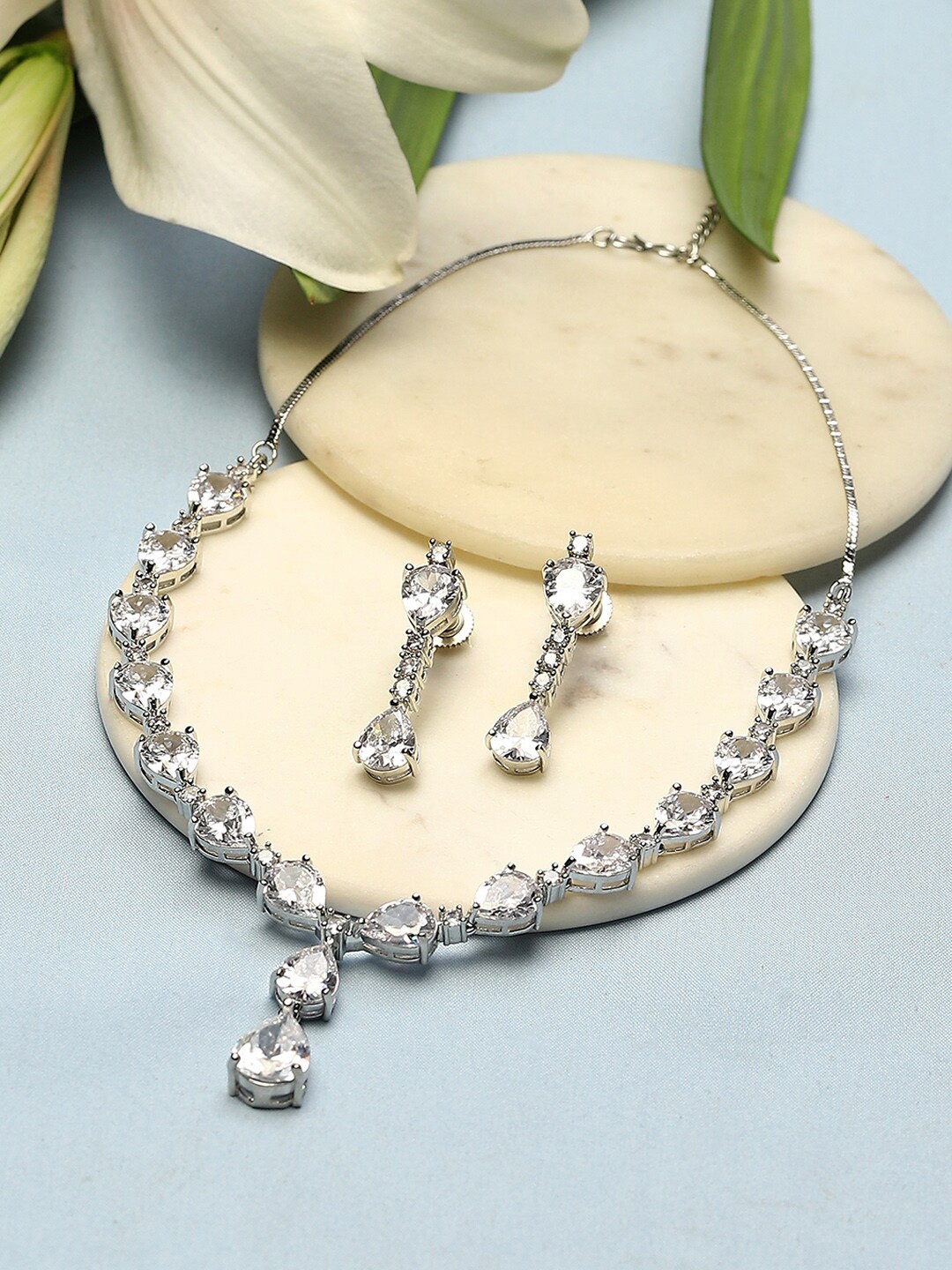 

Biba Silver-Plated Stone-Studded Jewellery Set