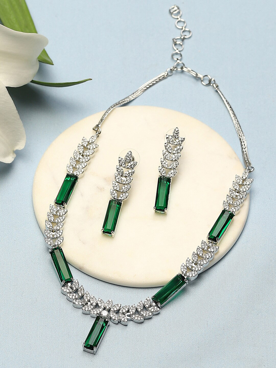 

Biba Silver-Plated Stone-Studded Jewellery Set