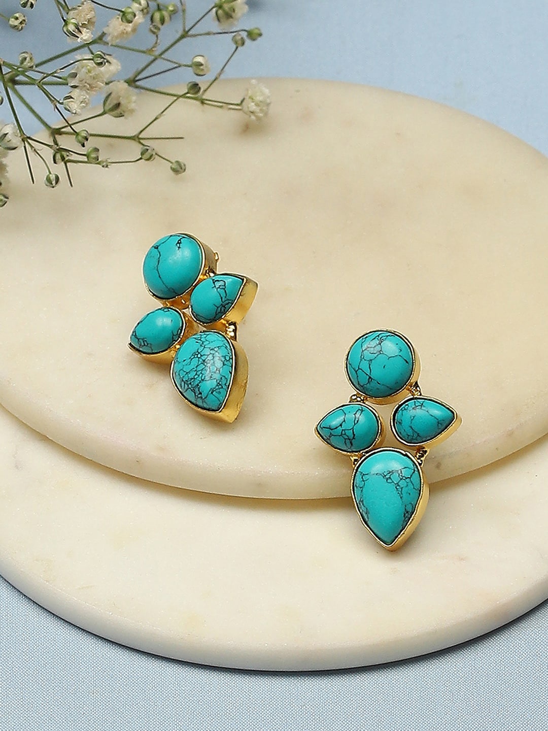 

Biba Gold Plated Contemporary Stud Earrings, Turquoise blue