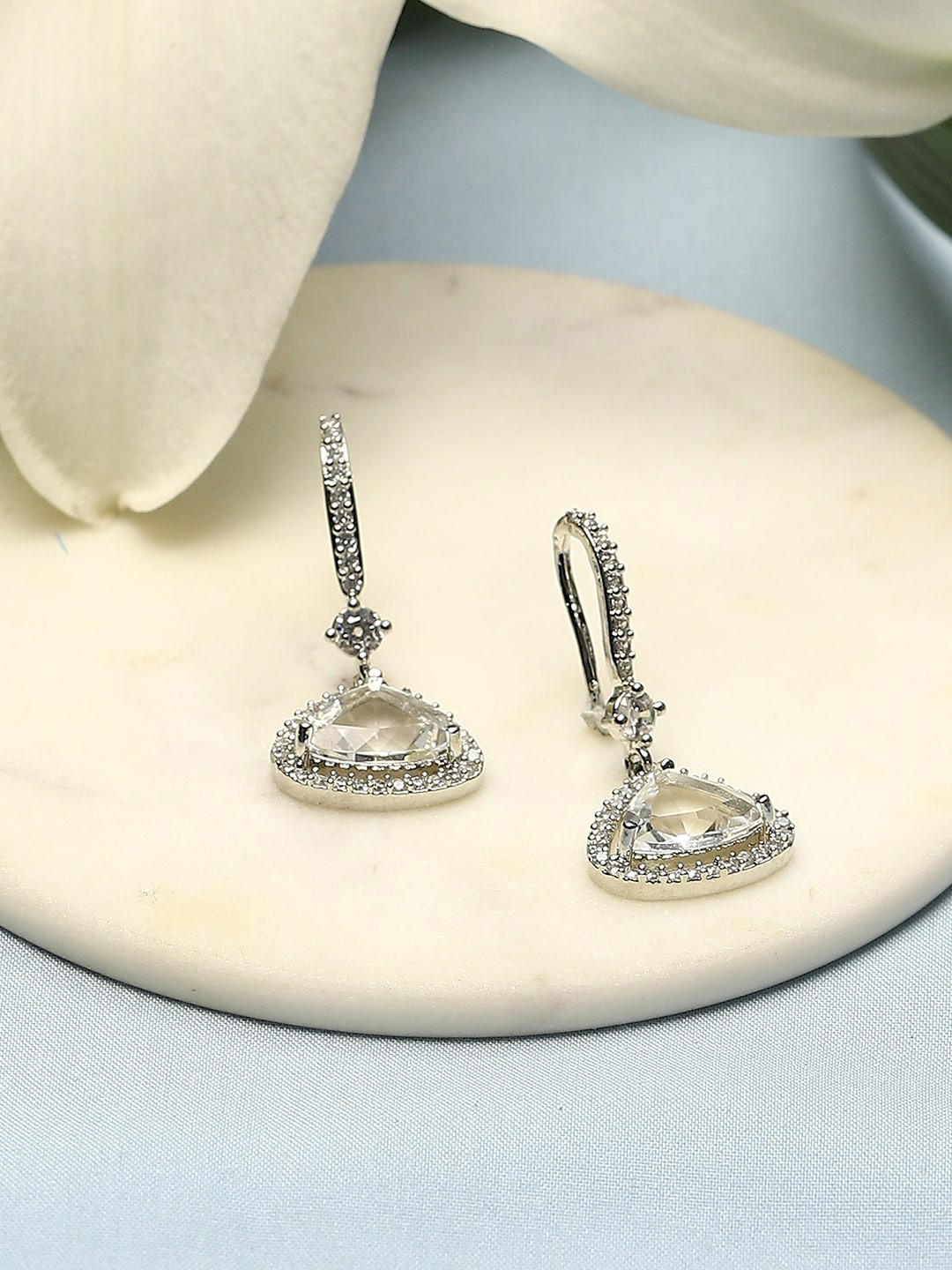 

Biba Silver Plated Contemporary Drop Earrings, White