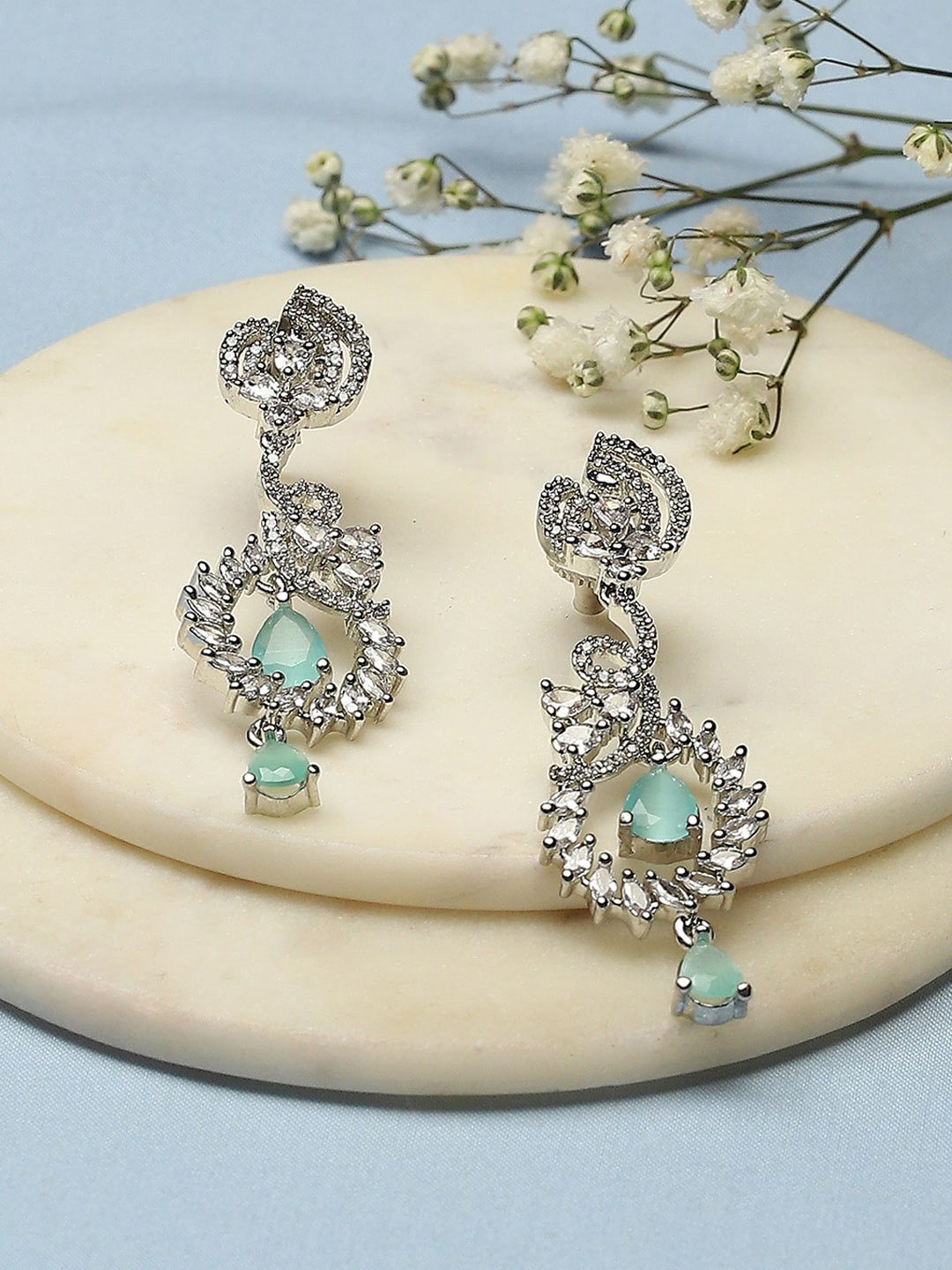 

Biba Silver Plated Contemporary Drop Earrings, Green