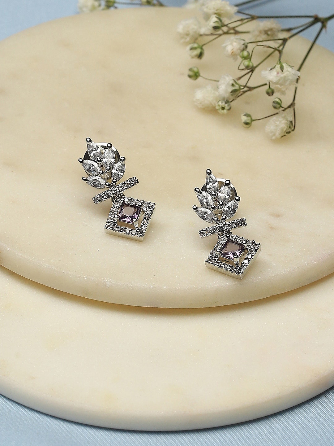 

Biba Silver Plated Contemporary Stud Earrings, Purple