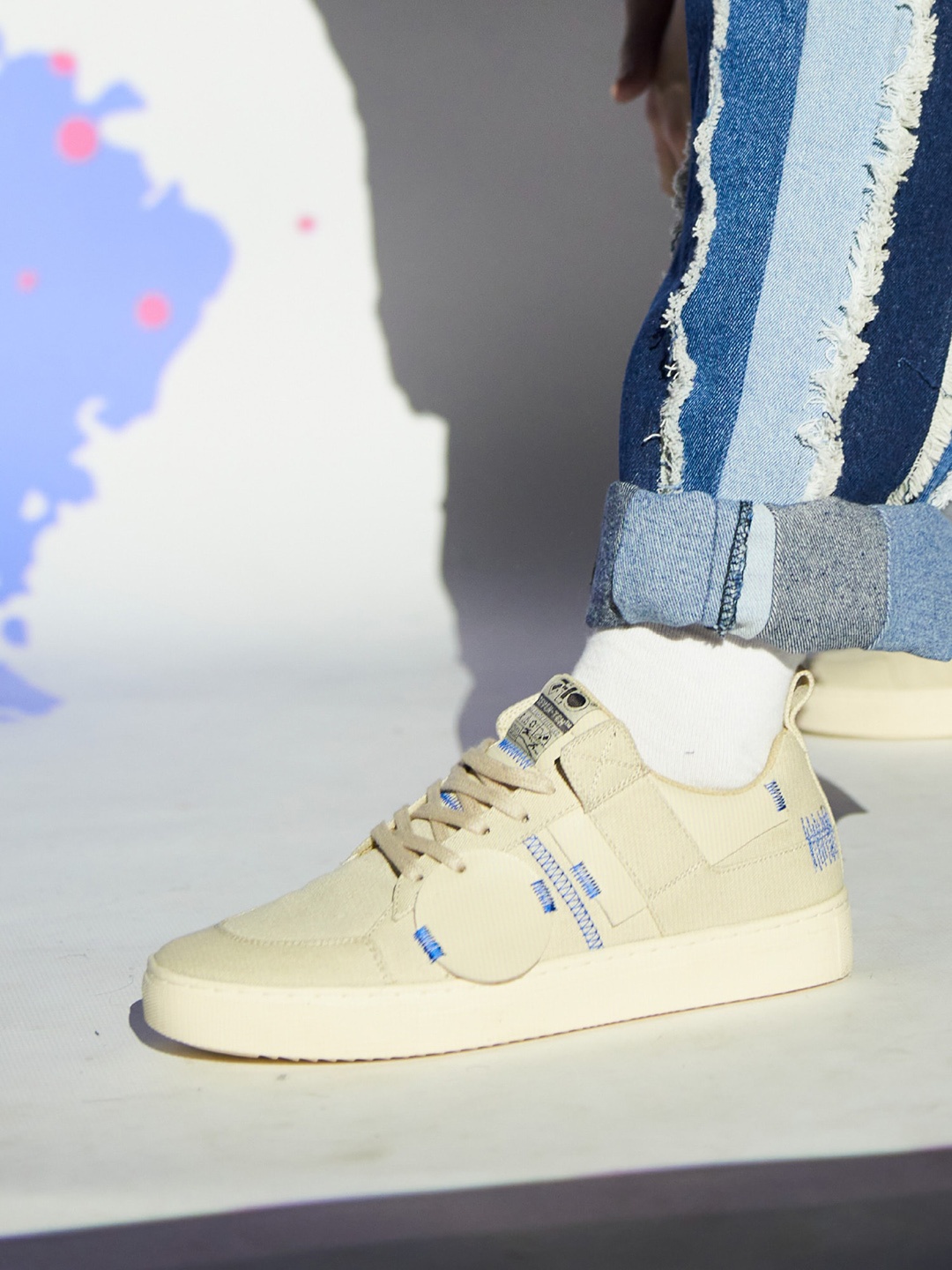 

7-10 Men Textured Canvas Sneakers, Beige