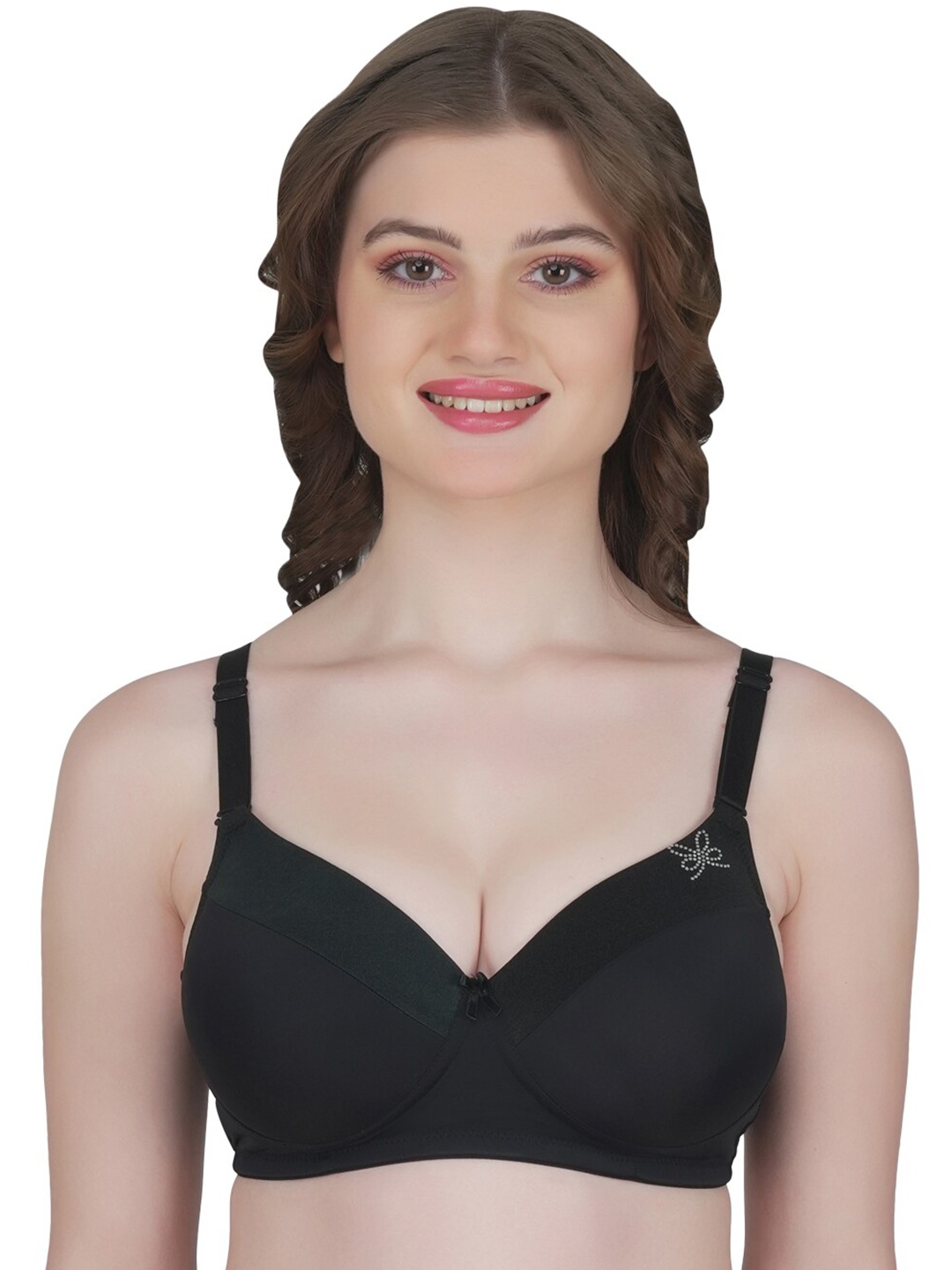 

Eve's Beauty Full Coverage Non Padded Lace T-Shirt Bra With All Day Comfort, Black