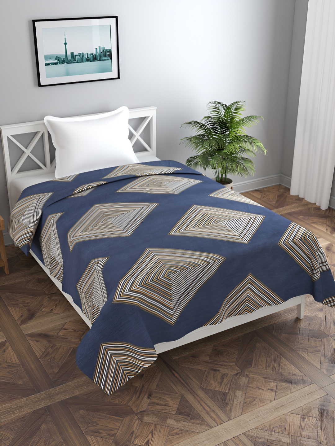 

MORADO Blue & White Printed Single Duvet Cover