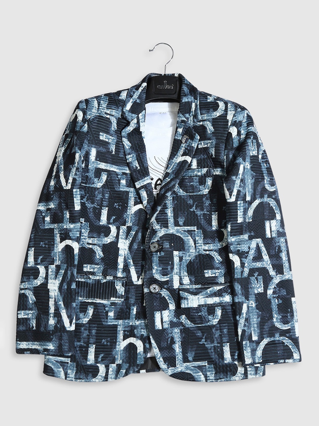 

CAVIO Boys Printed Pure Cotton Single-Breasted Blazer With Crew-Neck T-Shirt, Teal