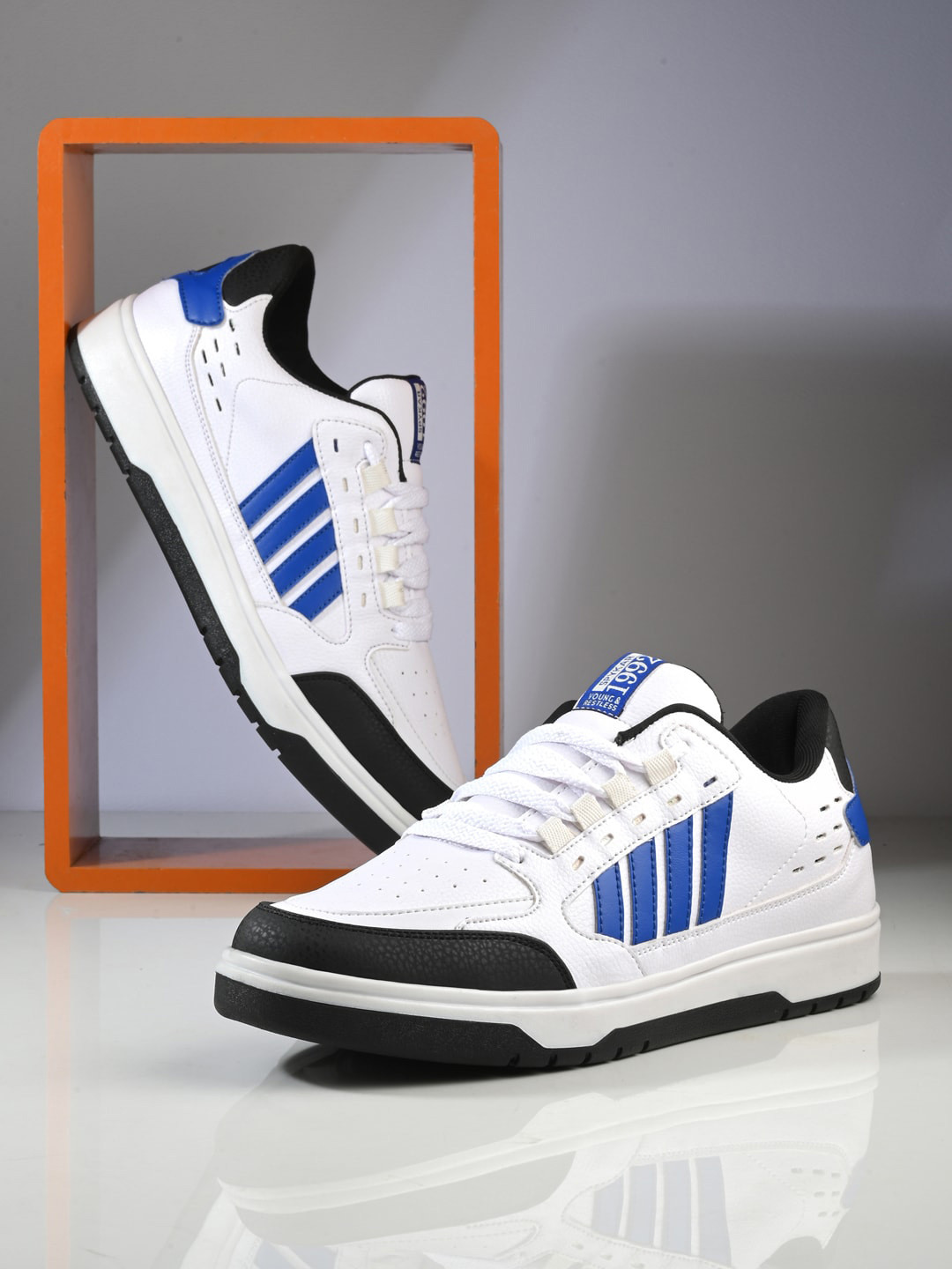 

SPYKAR Men Colourblocked Mid-Top Lace Up Sneakers, White