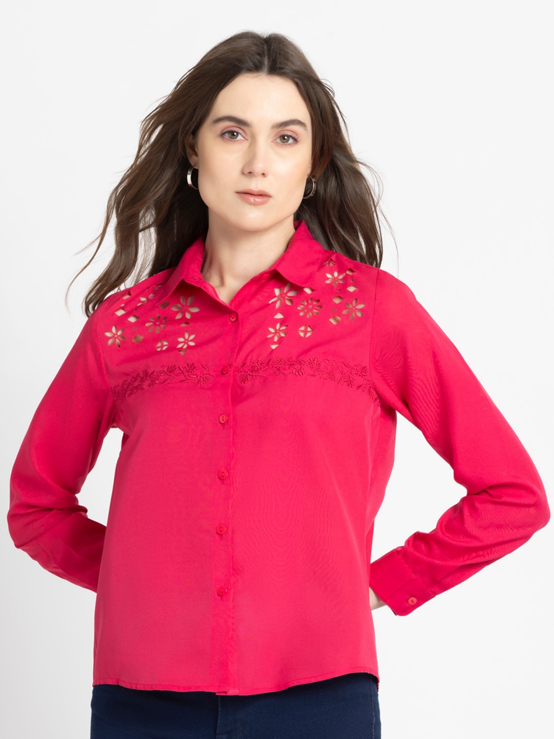 

SHAYE Classic Opaque Casual Shirt, Pink