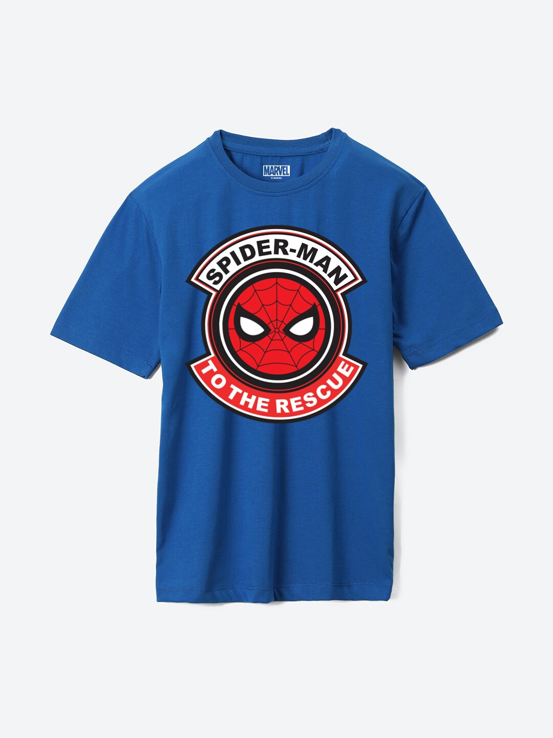 

YK Marvel Boys Printed Round Neck Drop-Shoulder Sleeves Pure Cotton Oversized T-shirt, Blue