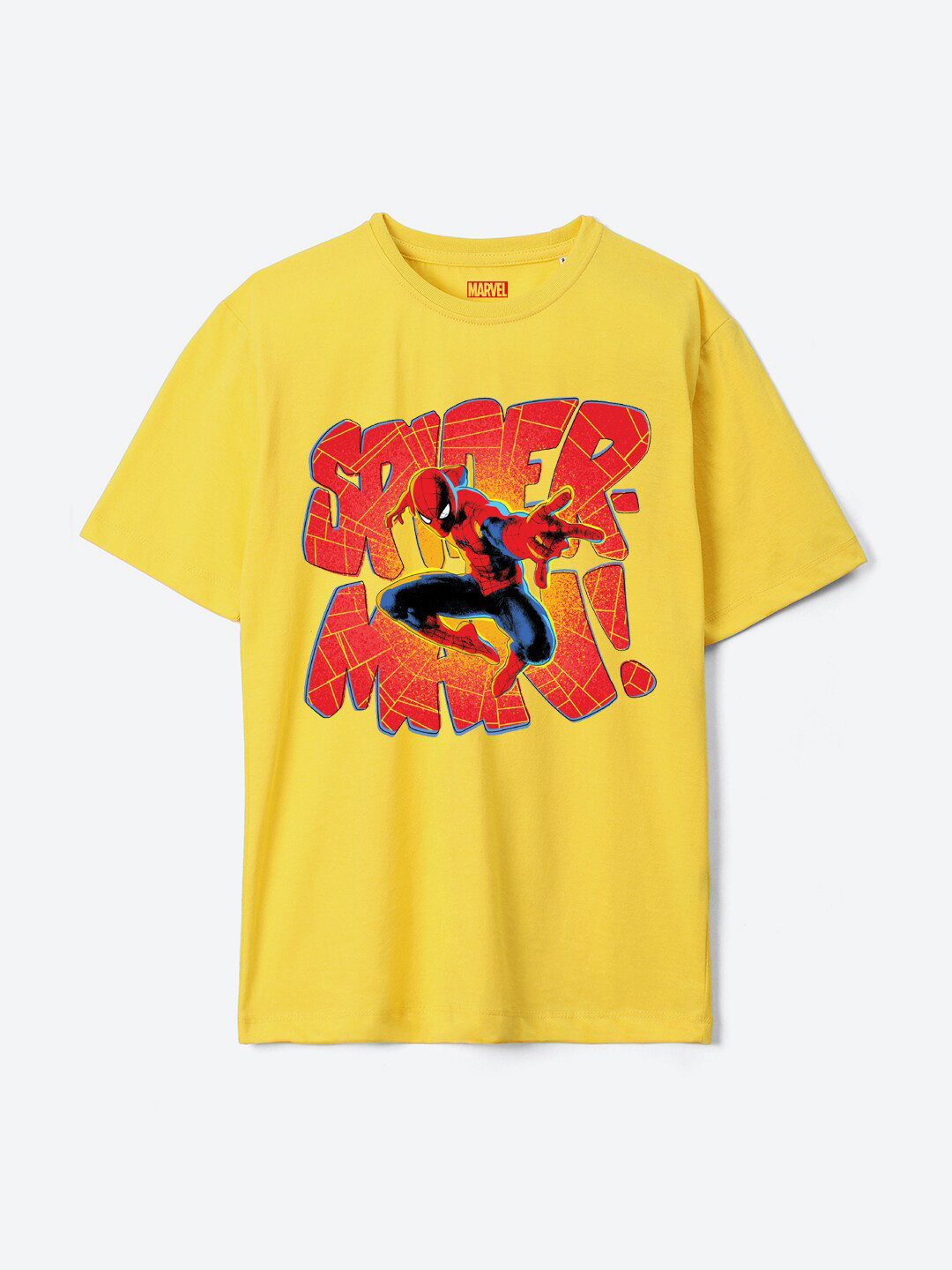 

YK Marvel Boys Printed Round Neck Drop-Shoulder Sleeves Pure Cotton Oversized T-shirt, Yellow