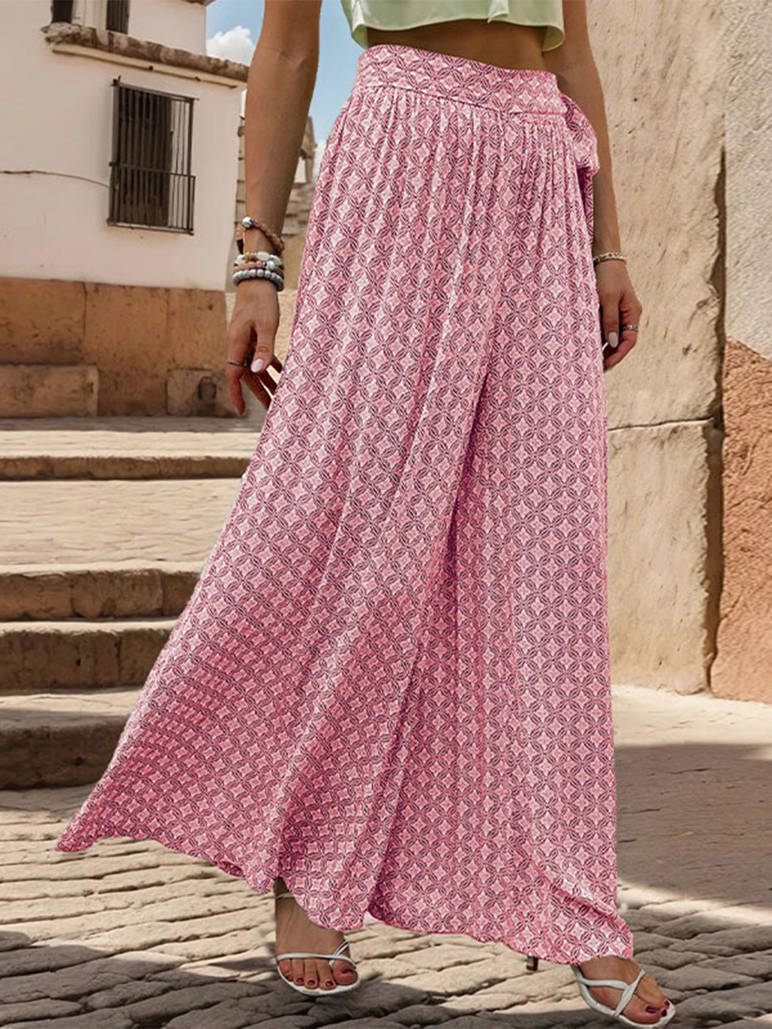 

StyleCast Pink Women Ethnic Motifs Printed Flared Palazzos