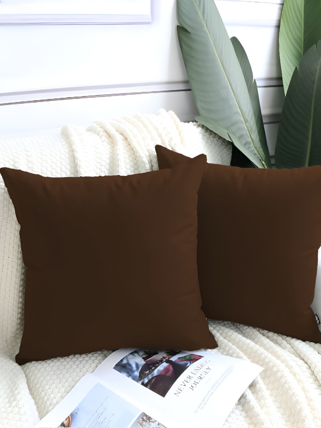 

DADDY COOL Brown 2 Pieces Velvet Filled Cushions With Cover