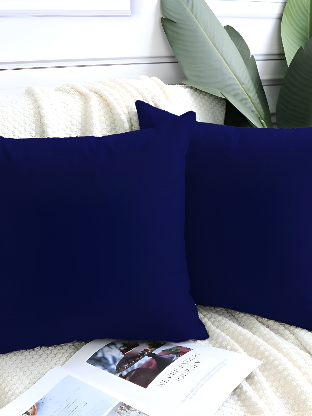 

DADDY COOL Navy Blue 2 Pieces Velvet Filled Cushions With Cover