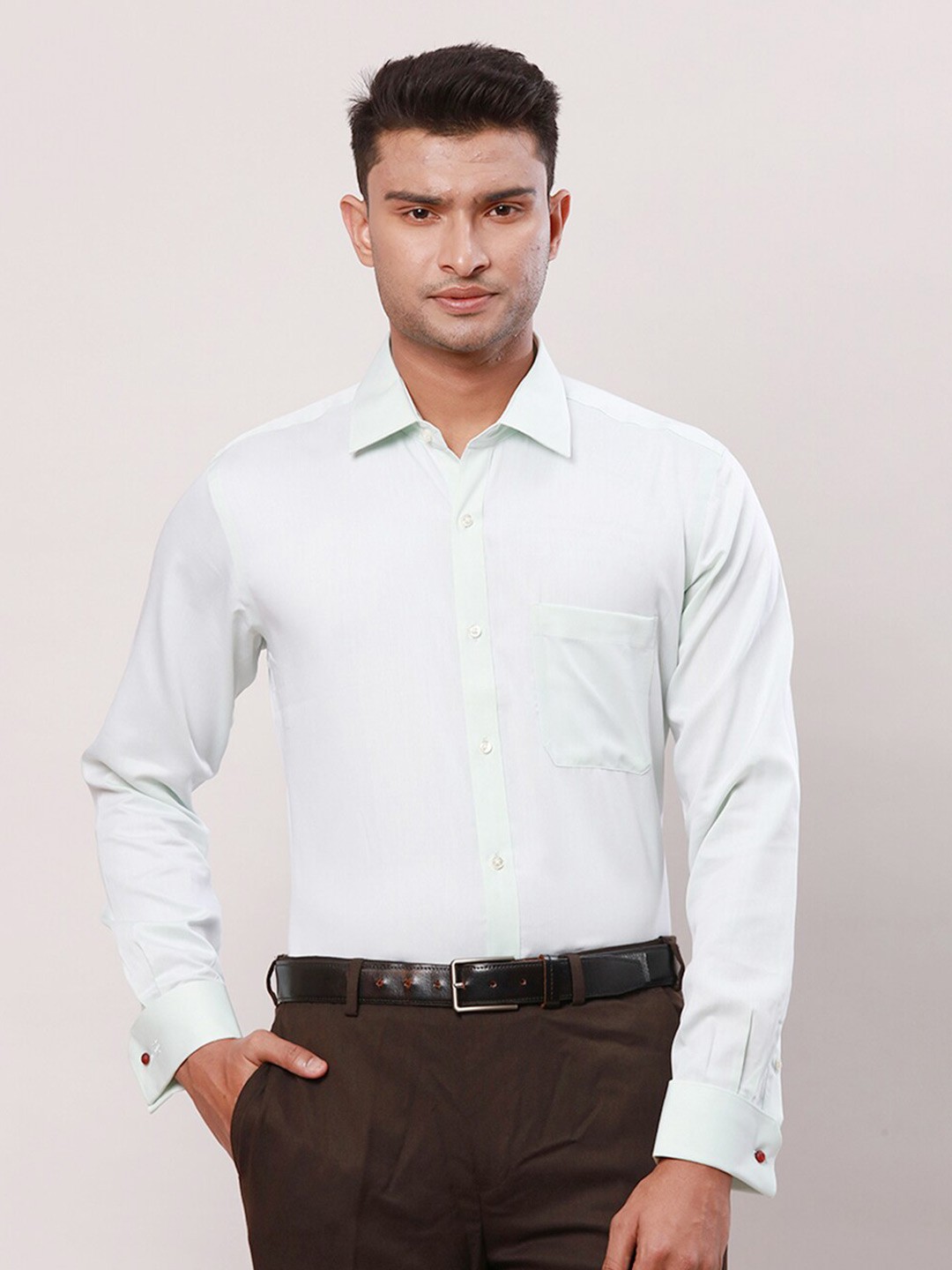

Raymond Spread Collar Contemporary-Fit Cotton Formal Shirt, White